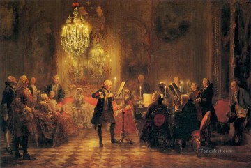 アドルフ・フォン・メンツェル フルートコンサート Oil Paintings